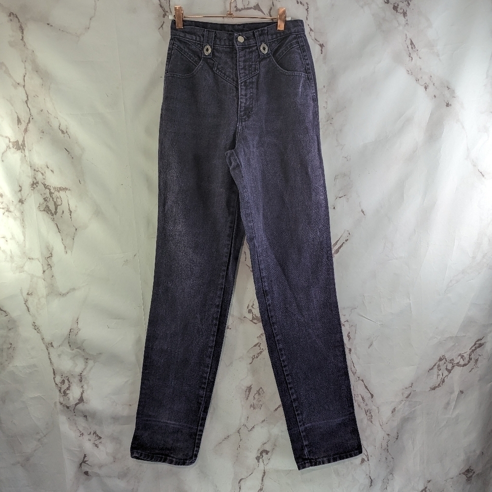 Vintage Western Jeans Womens 26 X 35 Purple High Rise Denim Roper Concho Tall